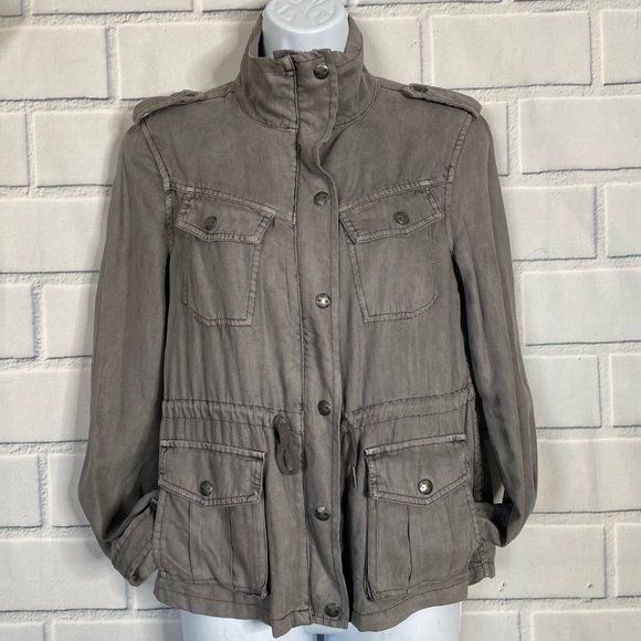 TALULA Gray Cargo Military Style Drawstring Jacket - Picture 2 of 6